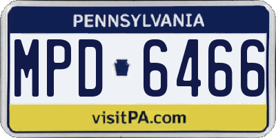 PA license plate MPD6466