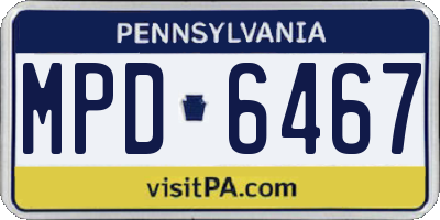 PA license plate MPD6467