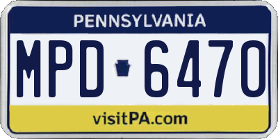 PA license plate MPD6470