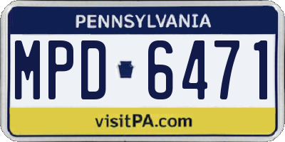 PA license plate MPD6471