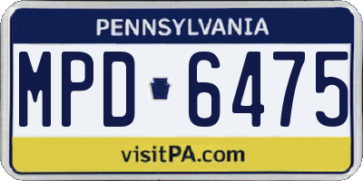 PA license plate MPD6475