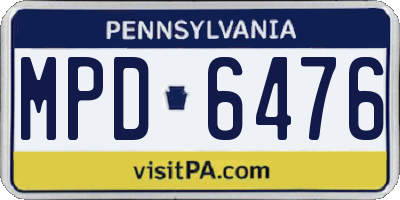 PA license plate MPD6476