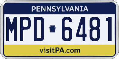PA license plate MPD6481