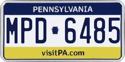 PA license plate MPD6485