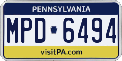 PA license plate MPD6494