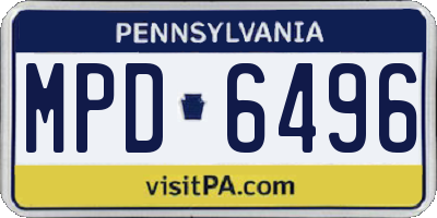 PA license plate MPD6496