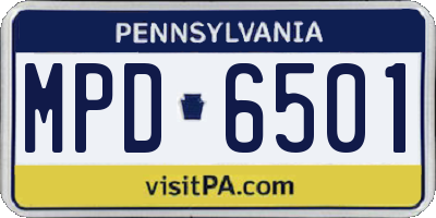 PA license plate MPD6501