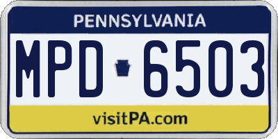 PA license plate MPD6503