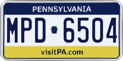 PA license plate MPD6504