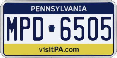 PA license plate MPD6505