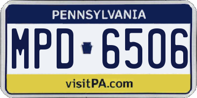 PA license plate MPD6506