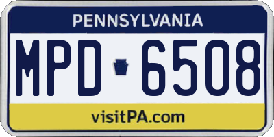 PA license plate MPD6508