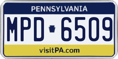 PA license plate MPD6509
