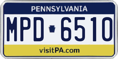 PA license plate MPD6510
