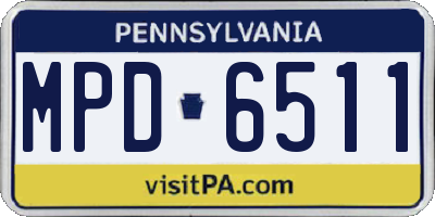 PA license plate MPD6511