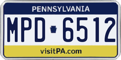 PA license plate MPD6512