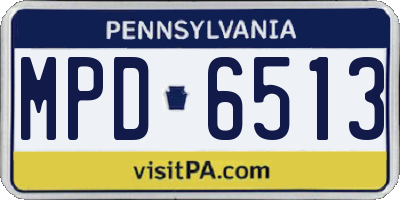 PA license plate MPD6513