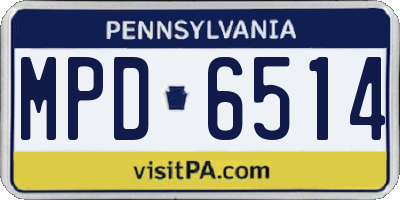PA license plate MPD6514