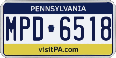 PA license plate MPD6518