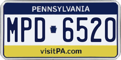 PA license plate MPD6520