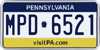 PA license plate MPD6521