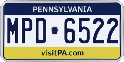 PA license plate MPD6522