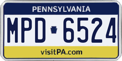 PA license plate MPD6524