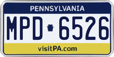 PA license plate MPD6526