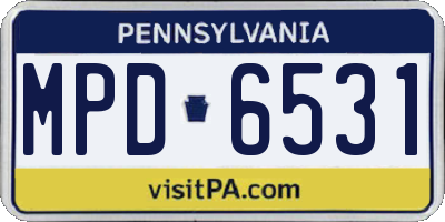 PA license plate MPD6531