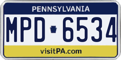 PA license plate MPD6534
