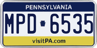 PA license plate MPD6535