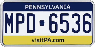 PA license plate MPD6536