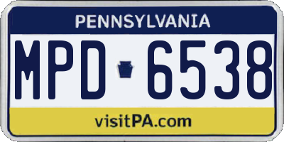 PA license plate MPD6538