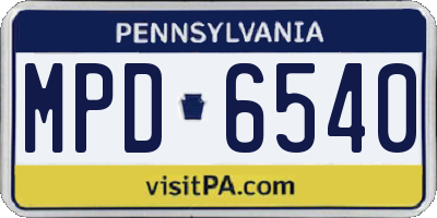 PA license plate MPD6540