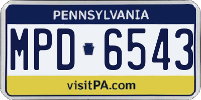 PA license plate MPD6543