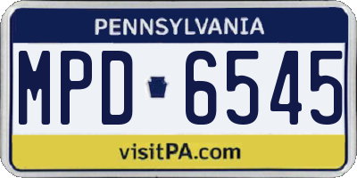 PA license plate MPD6545