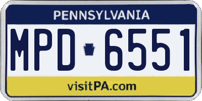 PA license plate MPD6551