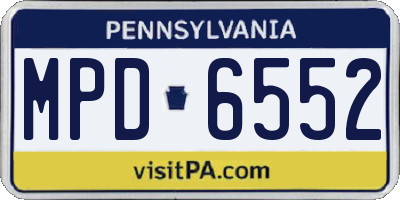 PA license plate MPD6552