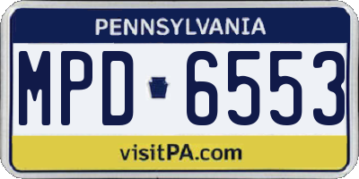 PA license plate MPD6553