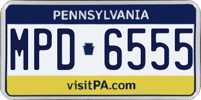 PA license plate MPD6555