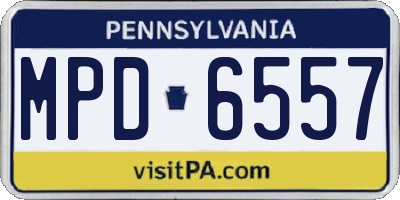 PA license plate MPD6557