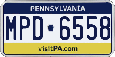 PA license plate MPD6558