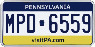 PA license plate MPD6559