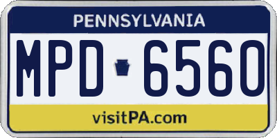 PA license plate MPD6560