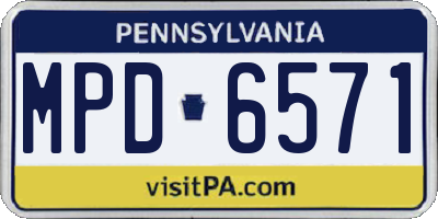 PA license plate MPD6571