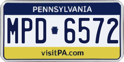 PA license plate MPD6572
