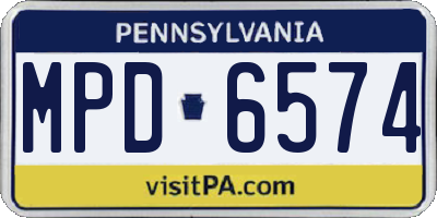 PA license plate MPD6574