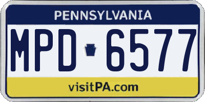 PA license plate MPD6577