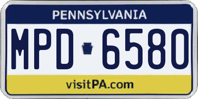 PA license plate MPD6580