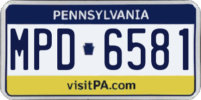 PA license plate MPD6581